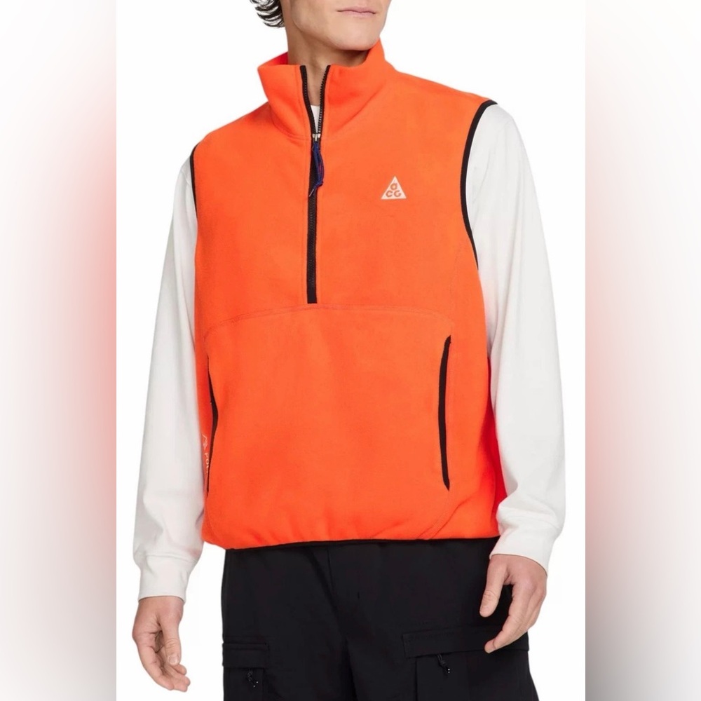 Nike ACG Wolf Tree Polartec Vest HJ2468-819 Men’s Medium Orange Black